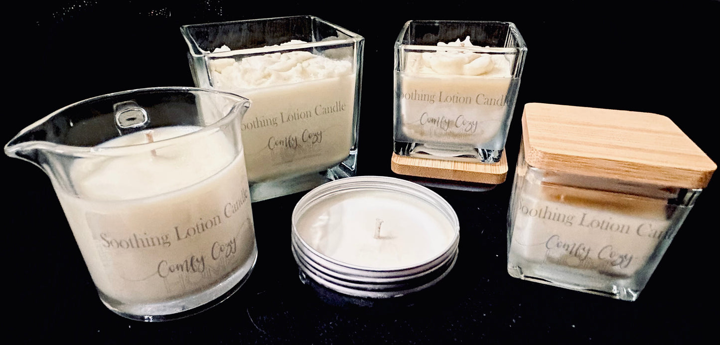 Soothing Lotion Candle (Unscented) - Square Jar with Lid