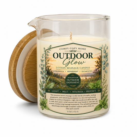 Outdoor Citronella Peppermint Eucalyptus Lotion Massage Candle – 5.5 oz massage oil candle