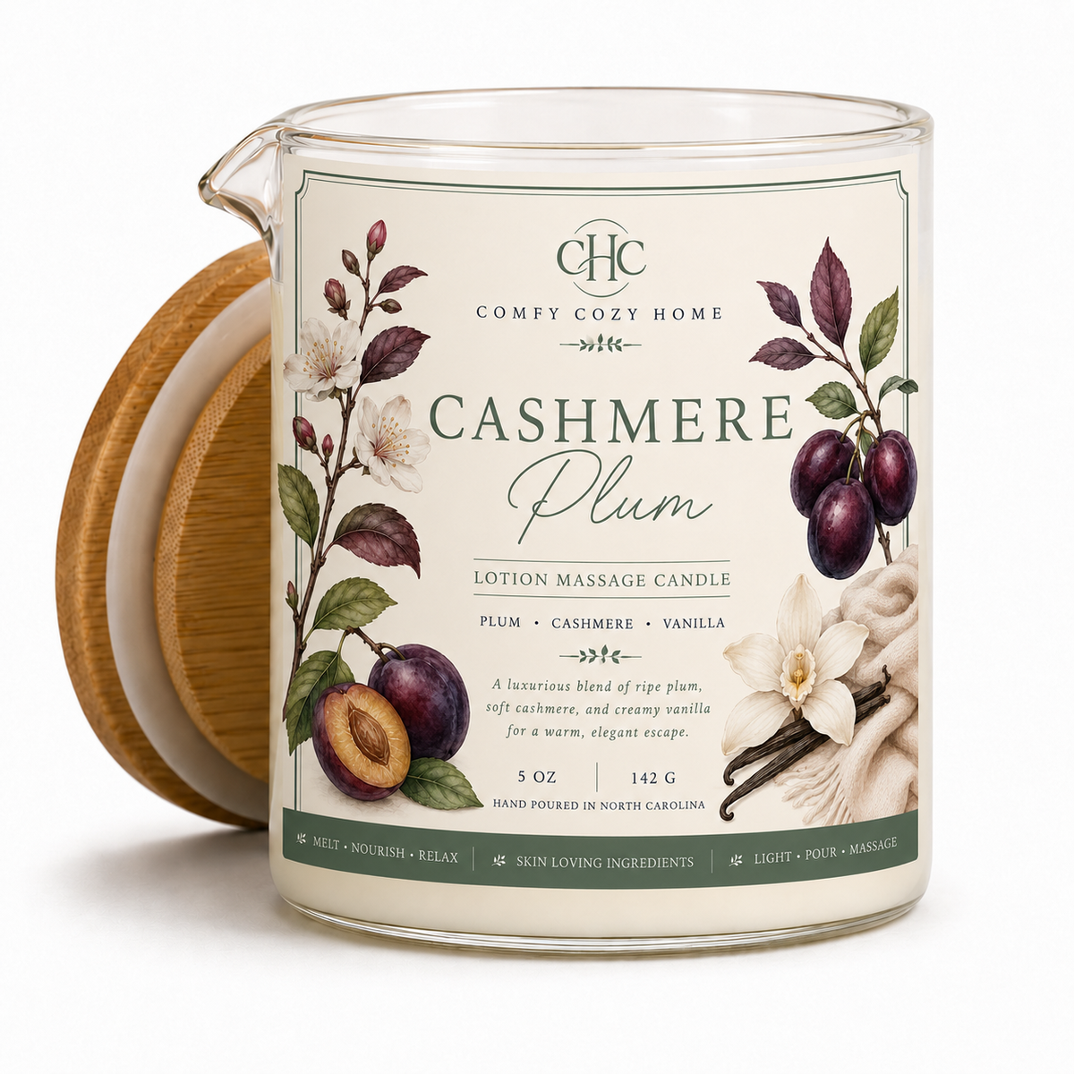 Cashmere Plum Lotion Massage Candle – 5.5 oz massage oil candle