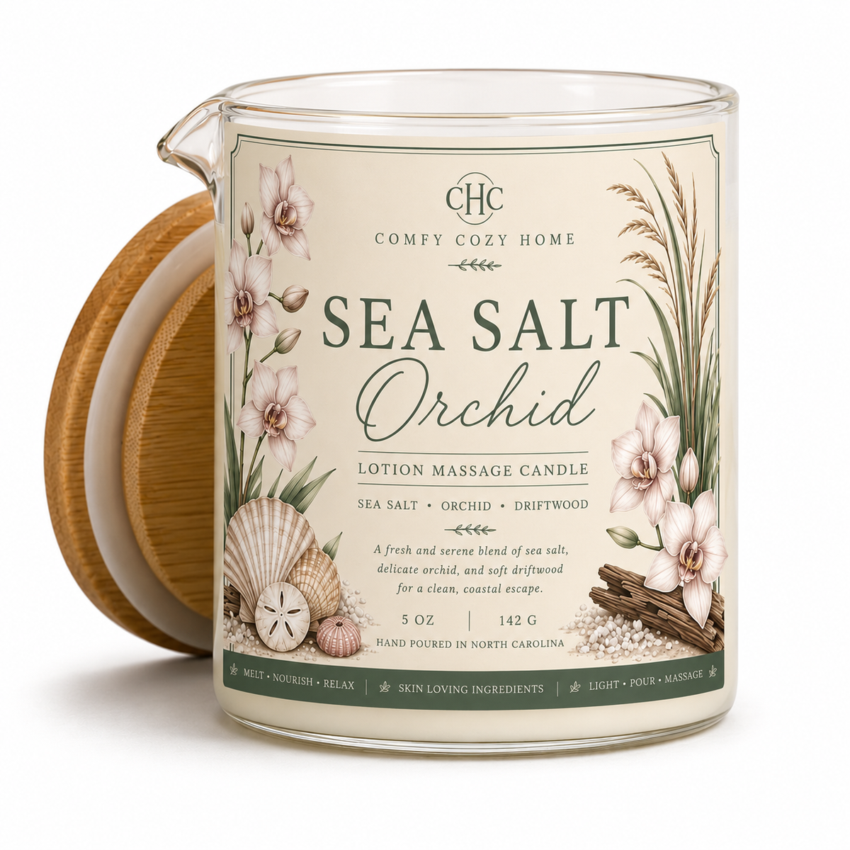 Sea Salt Orchid Lotion Massage Candle – 5.5 oz massage oil candle