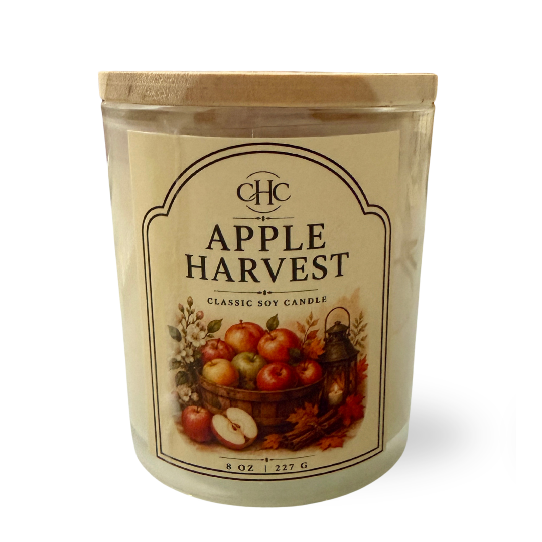 Apple Harvest Classic Soy Candle – 7.5 oz hand-poured soy candle in lidded jar