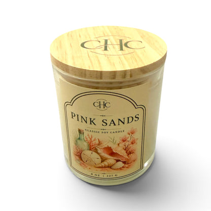 Pink Sands Classic Soy Candle – 7.5 oz hand-poured soy candle in lidded jar