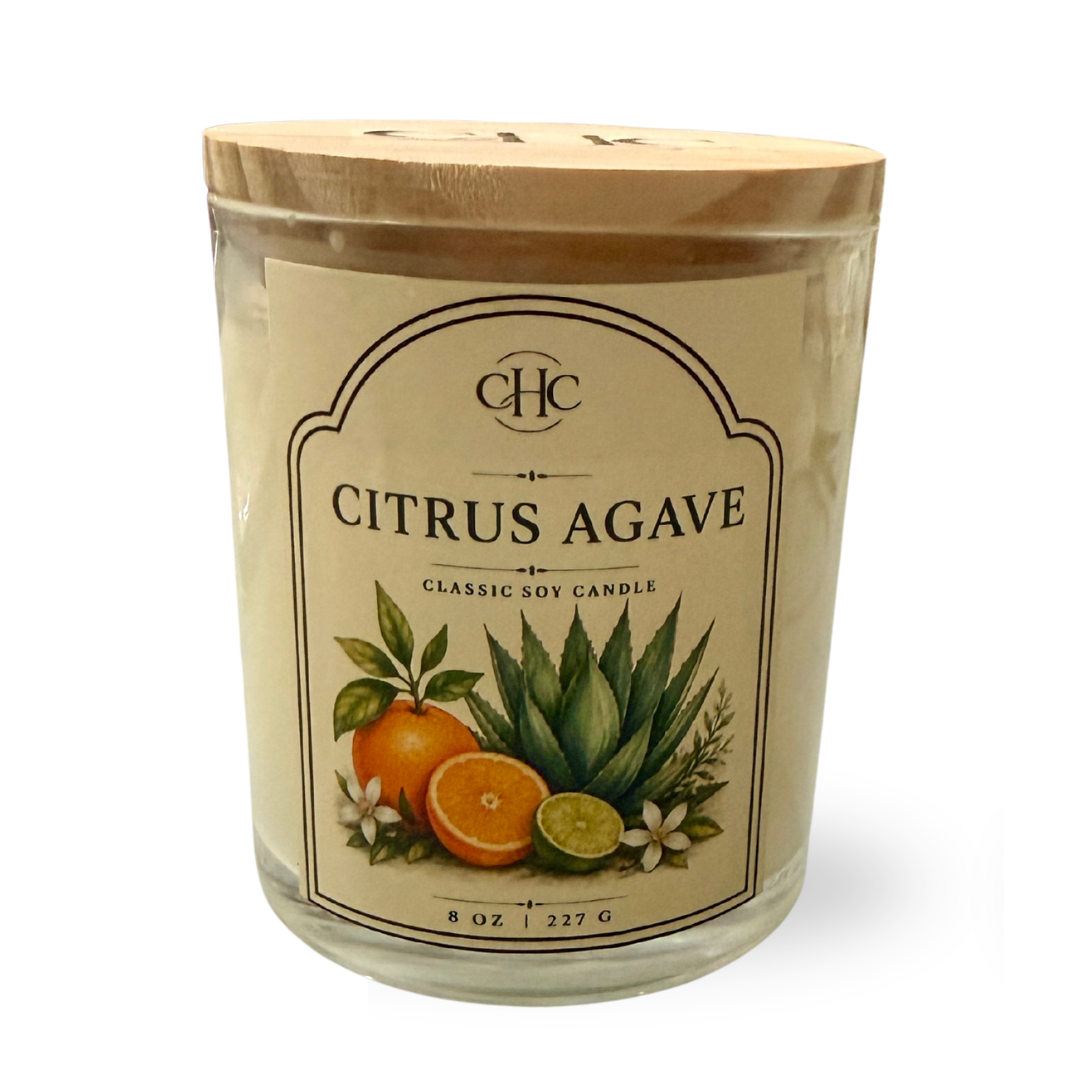 Citrus Agave Classic Soy Candle – 7.5 oz hand-poured soy candle in lidded jar