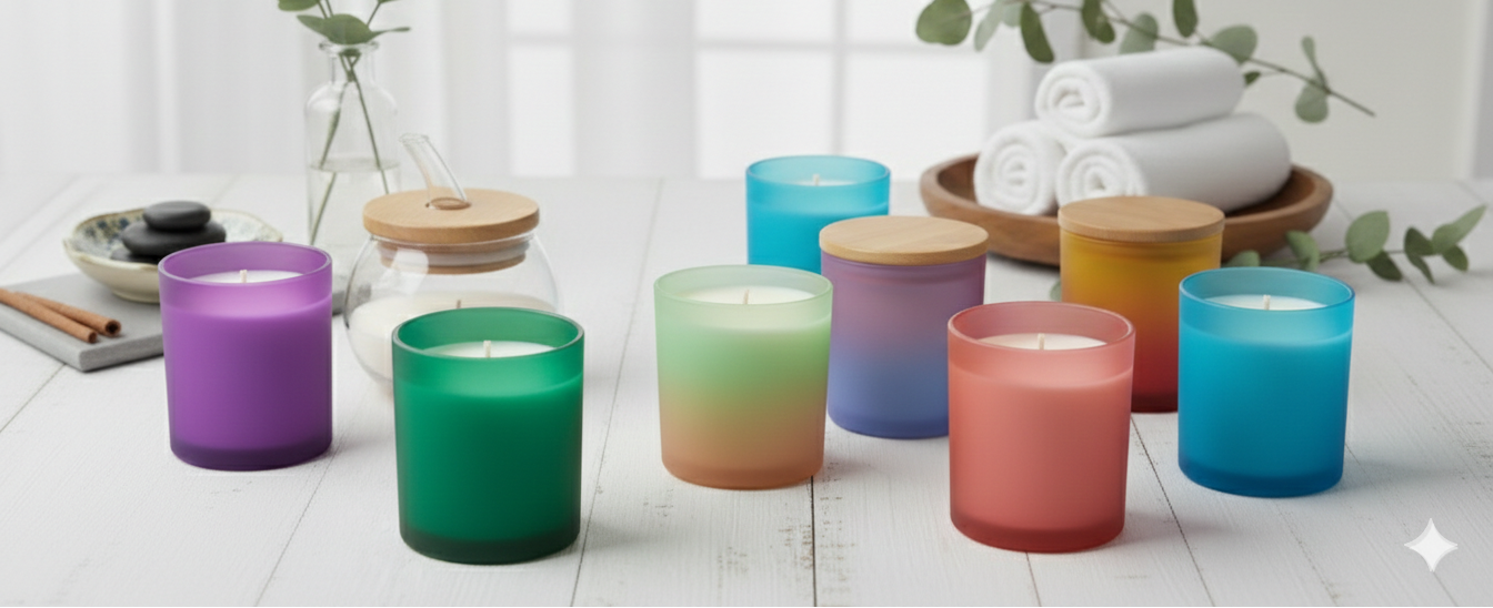 Colorful candles on a white surface from Comfy Cozy Home