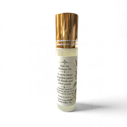 Back label of the Savor Amber Noir roll-on perfume