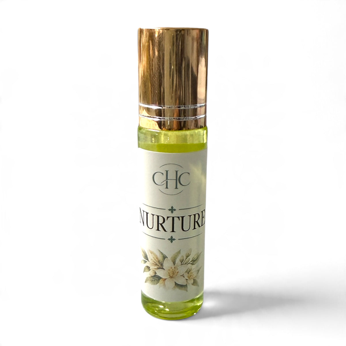 Nurture roll-on perfume in Citrus Agave, 10 ml glass roller bottle with a gold cap