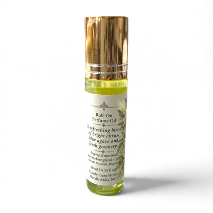 Back label of the Nurture Citrus Agave roll-on perfume