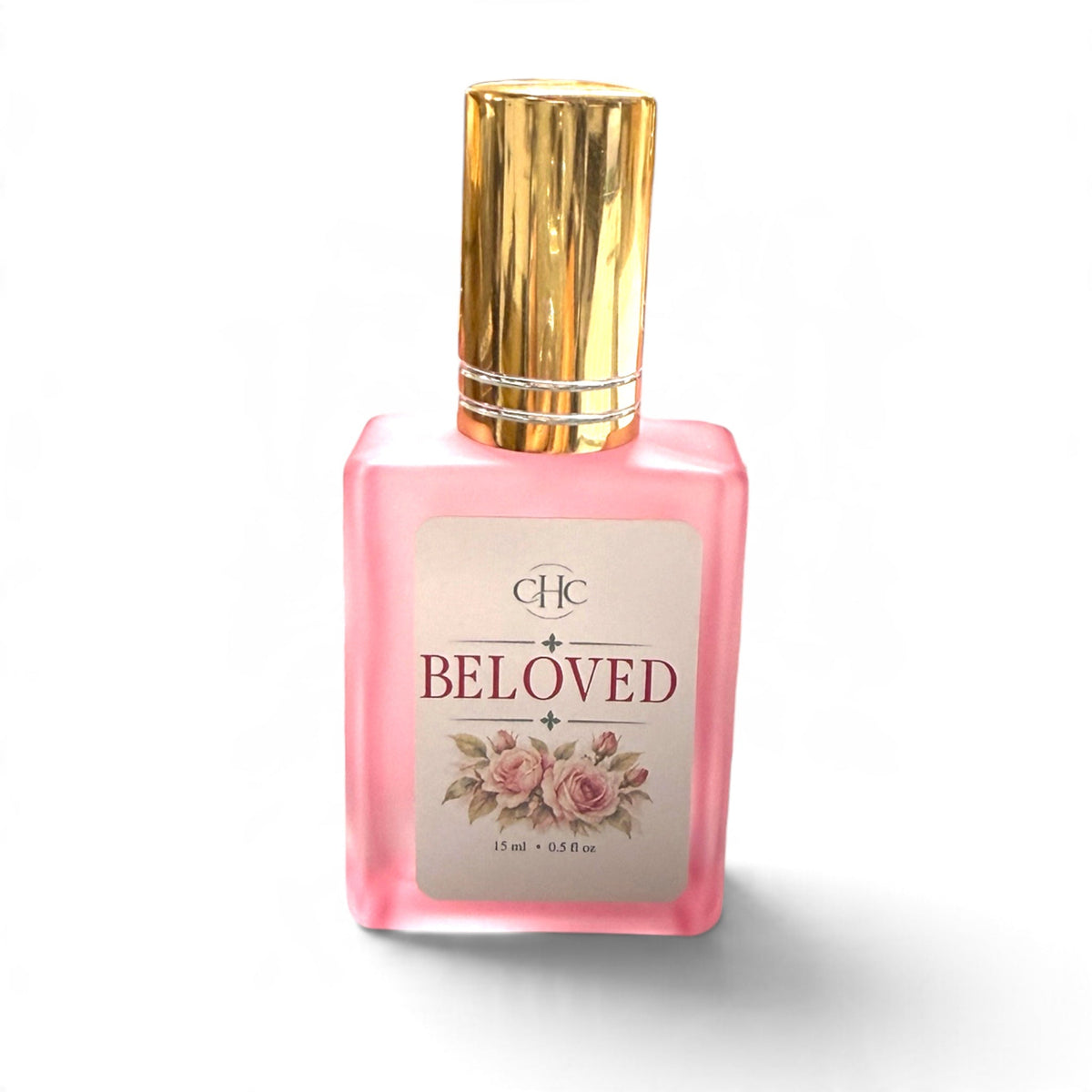 Beloved perfume spray in Fresh Cut Roses, 15 ml alcohol-free perfume in a glass bottle with a gold cap