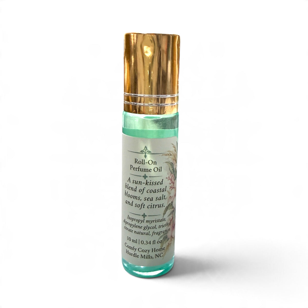 Back label of the Cherish Freesia & Lilac roll-on perfume