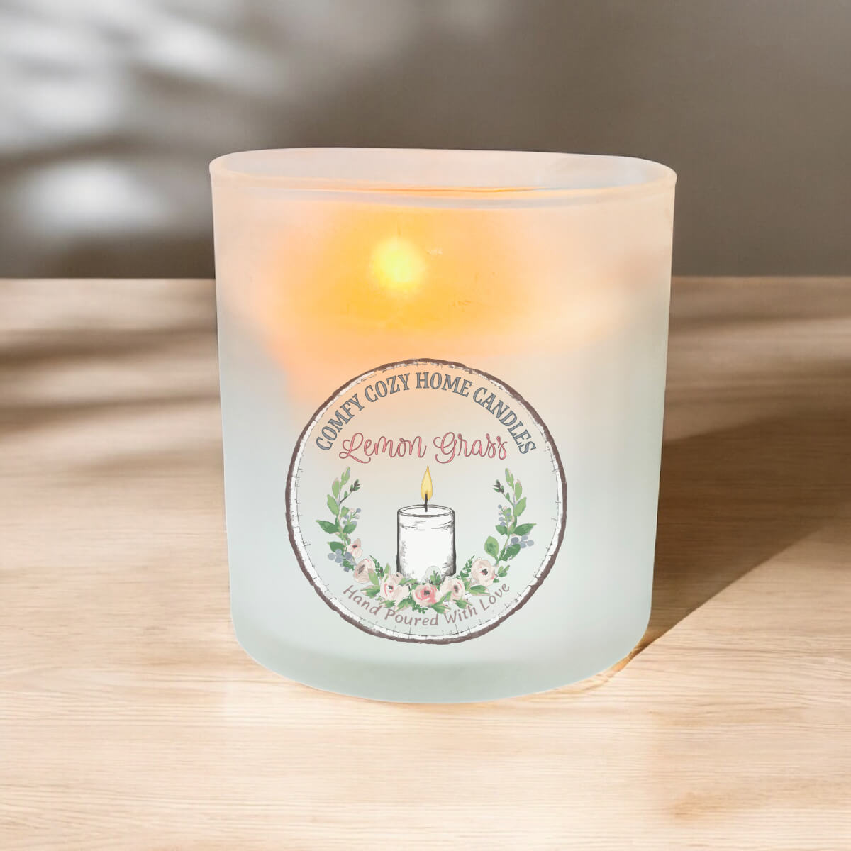 Sheer Elegance Candle Lemon Grass lit