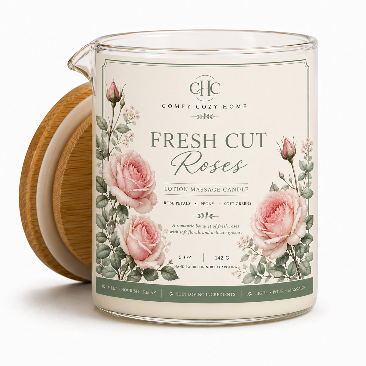 Fresh Cut Roses Lotion Massage Candle – 5.5 oz massage oil candle