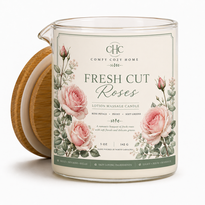 Fresh Cut Roses Lotion Massage Candle – 5.5 oz massage oil candle